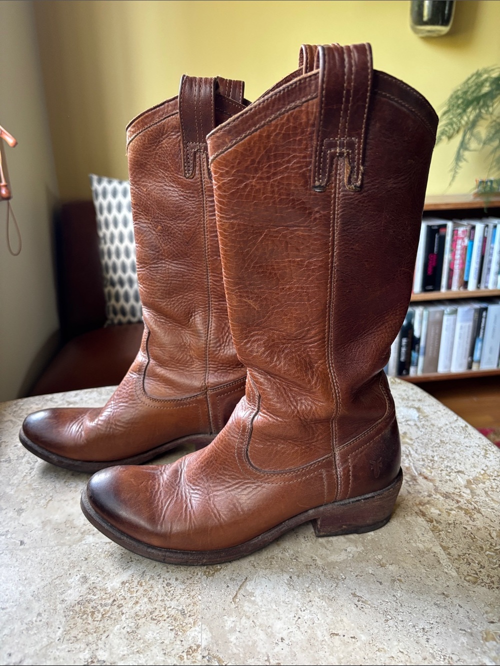 Frye Brown Leather  Boots - Women's Carson Pull-On Boot, Saddle